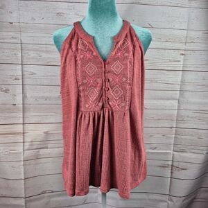 Cable & Gauge Womens XL Sleeveless Pink Cami Top Layer Office Career Embroidered